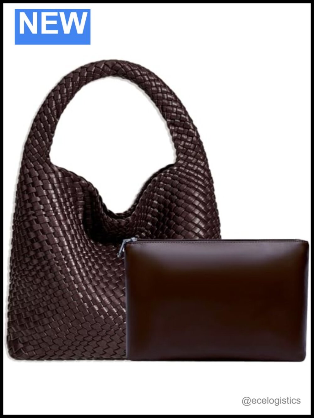 Woven Vegan Leather Hobo Tote Bag